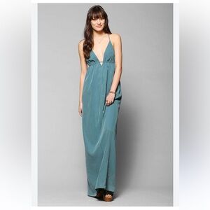 Urban Outfitters Silence+Noise T-Strap Triangle Top Babydoll Green Maxi Dress,XS